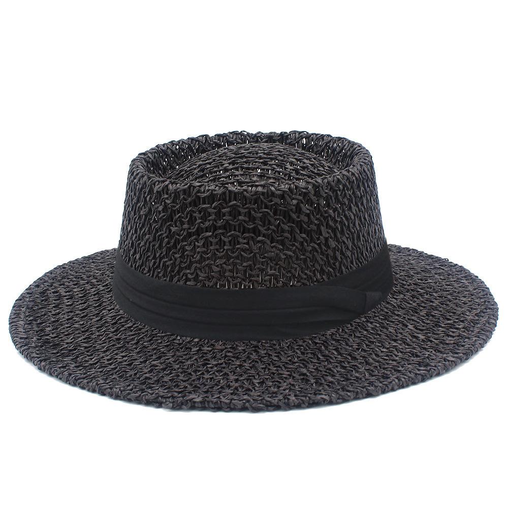 High Quality Hong Kong Style Elegant Concave and Convex Top Casual Straw Hat Fashionable Hollow Straw Jazz Hat High-end Sun Hat