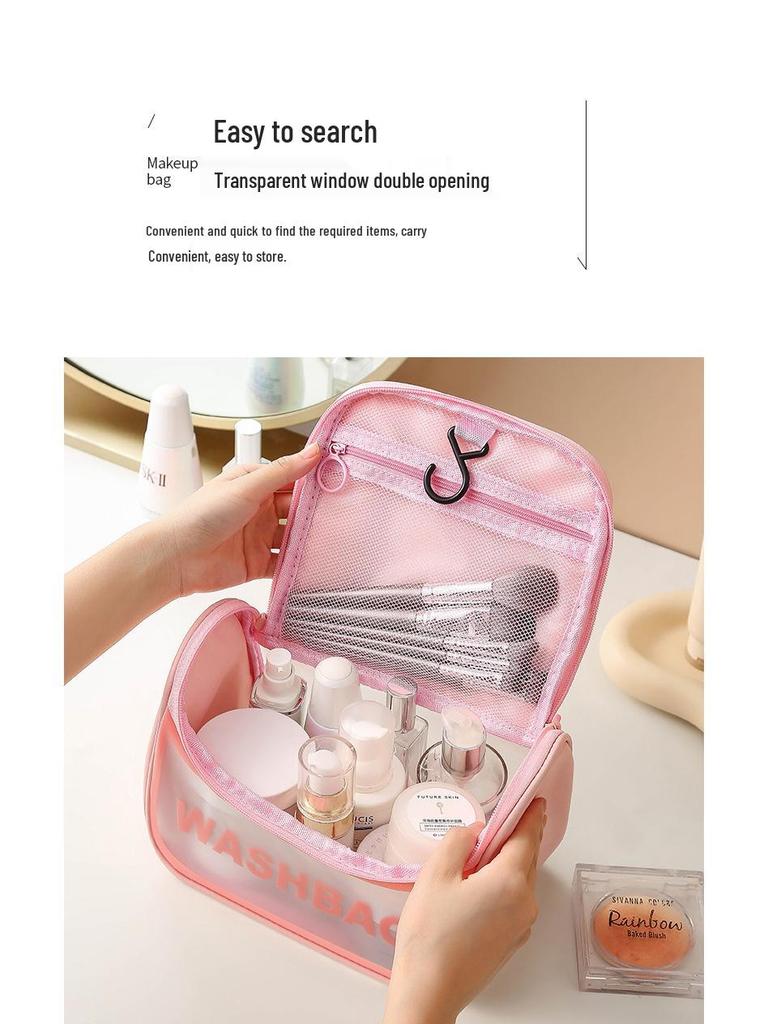 Waterproof Travel Makeup Bag Organizer with Hook - Portable Fragrance Style Handbag