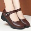 Flat-soled Mother Shoes Spring and Autumn Single Shoes Soft Leather Soft-soled Elderly Leather Shoes Comfortable Middle-aged and Elderly Women's 