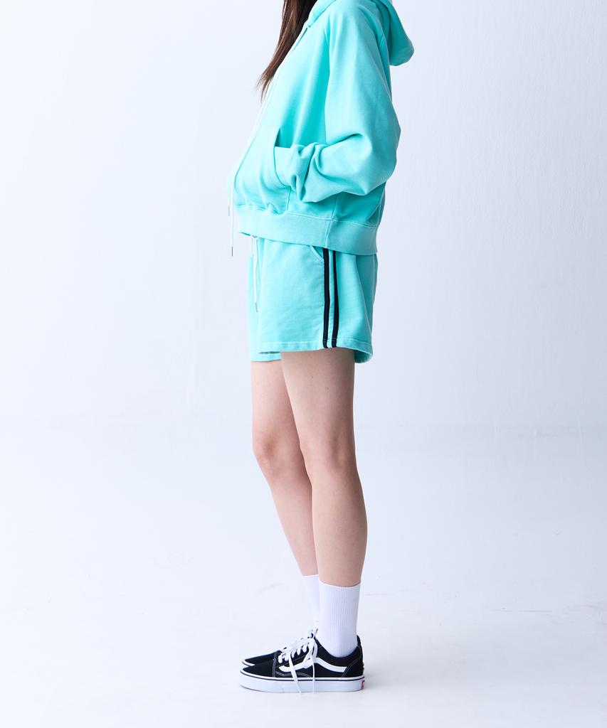 CRUSHST Slim Stripe Pigment Sweat Shorts Cool Mint