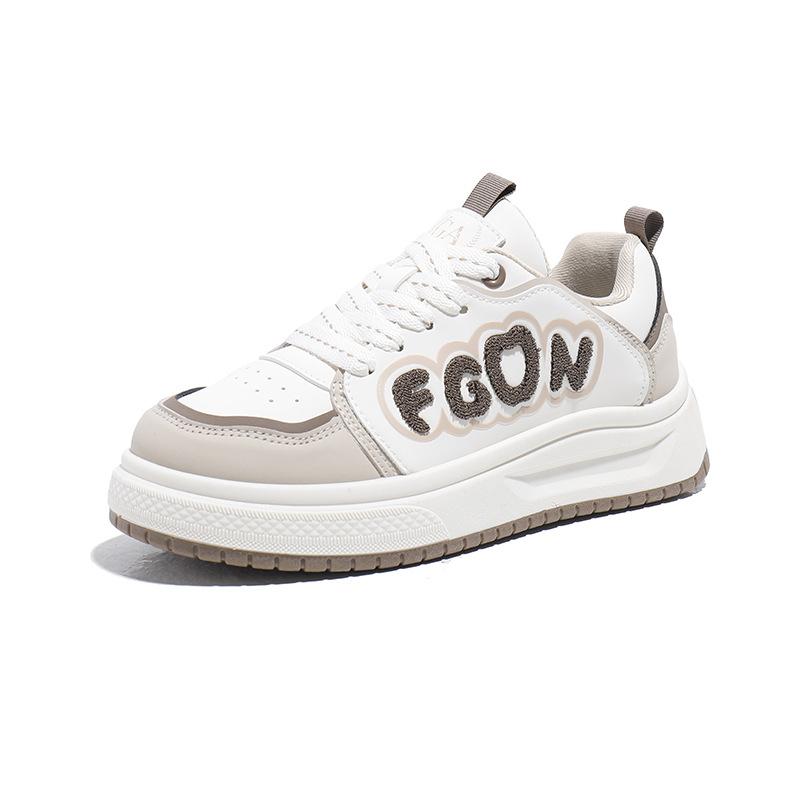 Klumpete Plattform Sneakers for Kvinner Casual PU Lær Snøring Sklisikre Pustende Gåsko Kvinners Komfortable Trenings Løpe Tennis Sneakers