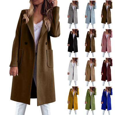 Chaqueta tipo cárdigan de nailon con botones y bolsillos de color liso y manga larga para otoño e invierno a la moda para mujer
