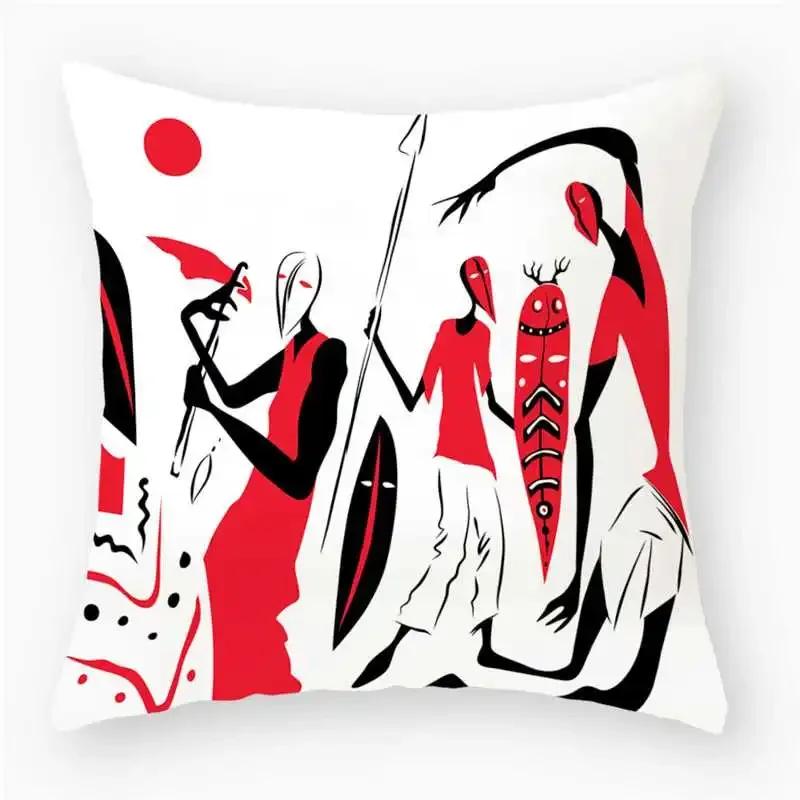 African Female Pattern Throw Pillow Cover With Short Plush Print For Living Room Sofa Decoration Cushion Cover Pillow Covers
