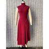 Women's Turtleneck Sleeveless Maxi Dress Slim Fit High Waist Solid Ruched Mermaid Casual Dress