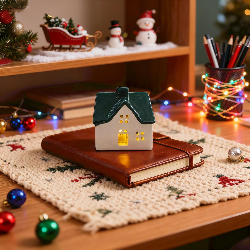 Christmas Table Decoration Hollow Gingerbread House Winter Holiday Table Decoration Warm Led Lights Holiday Gift