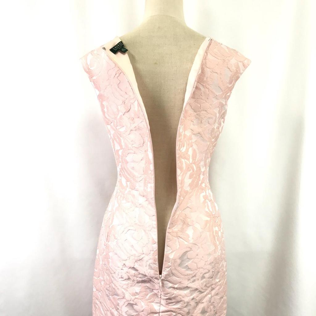 LAUREN RALPH LAUREN Sleeveless Tight Dress [0 / XS / Knee Length / Pink Floral](USED)