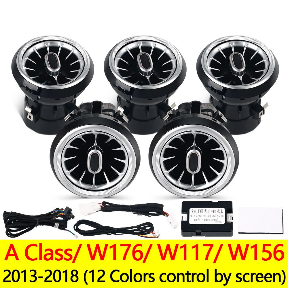 For Mercedes Benz A-Class W176 W117 C117 W156 AMG 12/64 Colors Ambient Light Strip Turbine Air Vent Nozzle Lamp Car/App Control