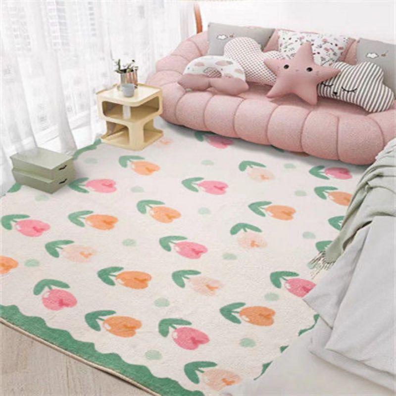 Girl Pink Imitation Cashmere Rug Cute Bedroom Plush Bed Blanket Living Room Sofa Coffee Table Mat Home Decoration