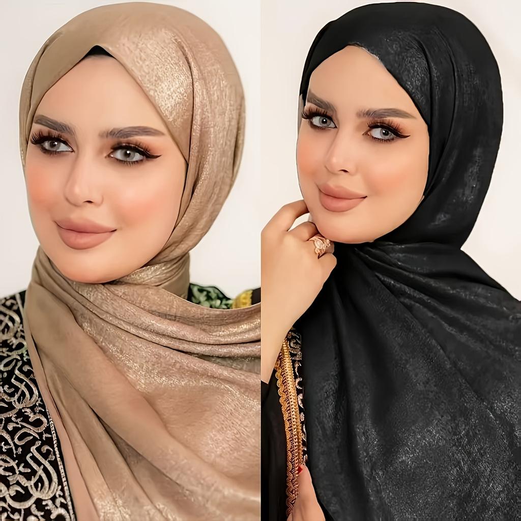 Premium Shiny Hijab Silk Scarfs Woman Muslim Hijab Head Scarf Headwraps Fashion Bufandas Silk Scarves Shawl Headband