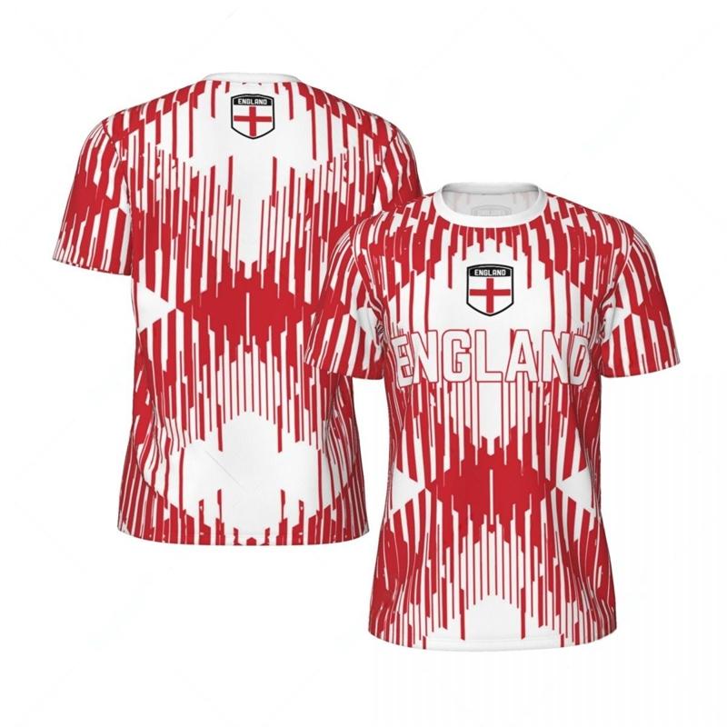 England Flag Graphic Mens Football Jersey Fashion National Emblem Sports T Shirt Casual Oversized Breathable Tees L