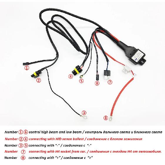 TAOCHIS 12V H4 Wiring Harness 35W 55W Controller Relay for HELLA 3R G5 3/5 KOITO Q5 WST AL Projector Lens Cable Wire Auto Parts