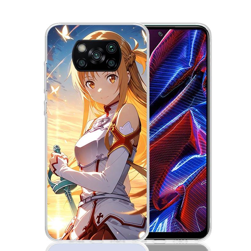 Anime Sword Art Online SAO Phone Case For Xiaomi Poco X7 X6 X5 Pro F7 Ultra Redmi 15C 15 13 13C 12 12C 10 10A 10C 9 9A 9C 9T Cov