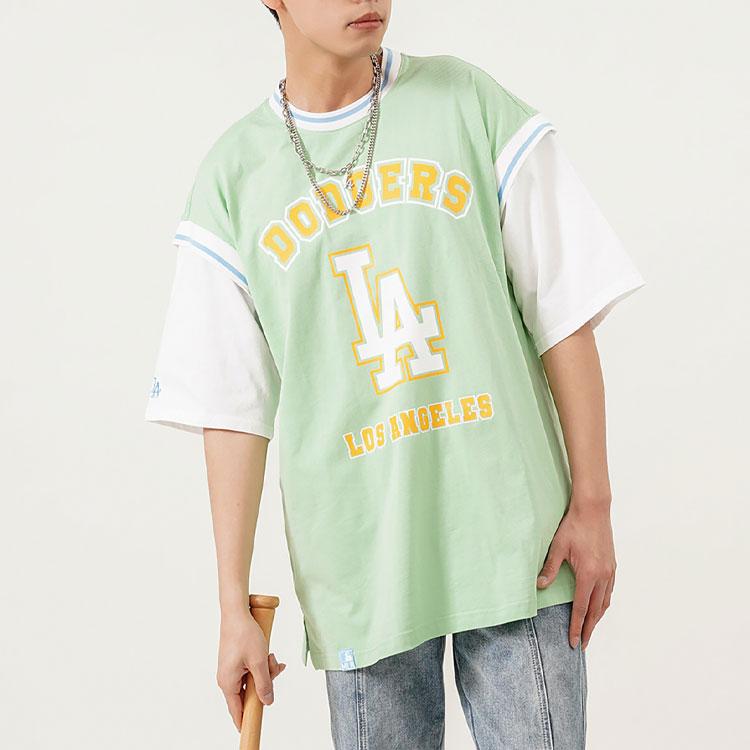 New MLB Drop Shoulder Sleeve T Shirt Unisex Light Green 3ATSEC823-07KAL