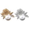 Women's Fashion Rose Faux Pearl Clear Crystal 9K Gold Plated Ring Party Jewelry