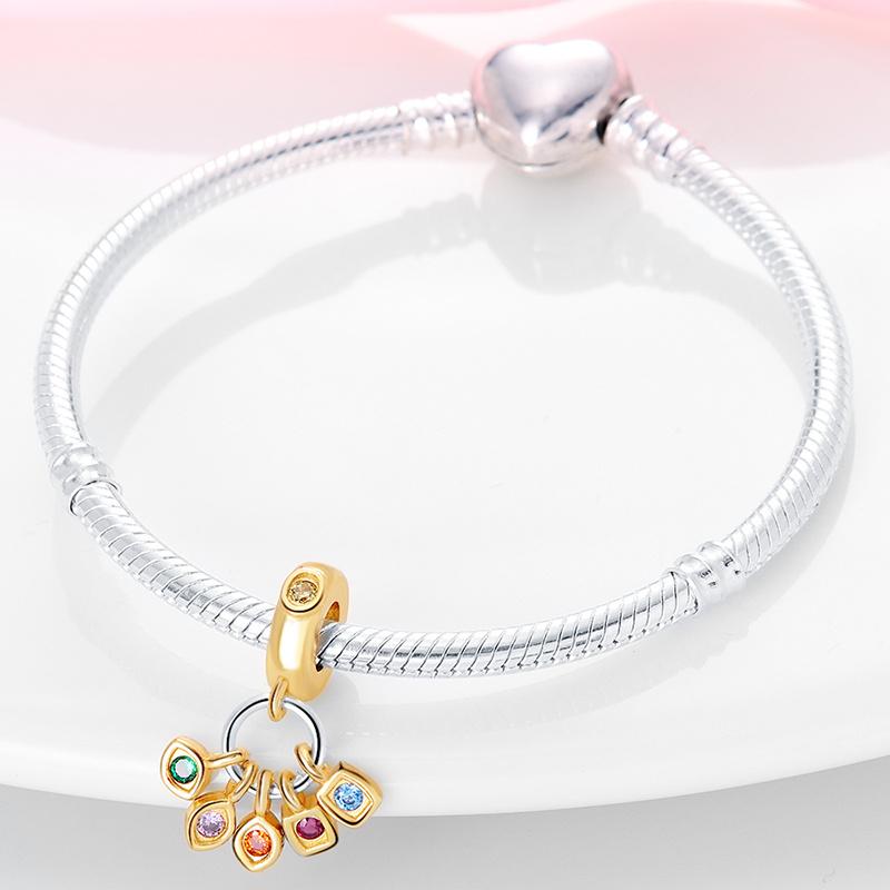Inlaid Zircon Charm Bead Component Bead Components Copper Metal Infinity Stones Dangle Compatible With Authentic Original Bangle Bracelet High