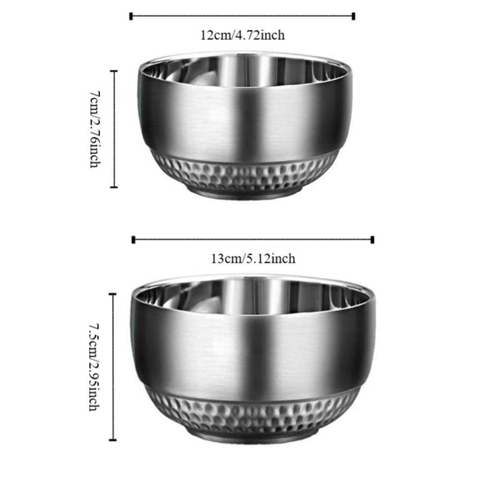 2 Piece Unbreakable Double-layer Rice Bowl 304 Stainless Steel Soup Bowl Kindergarten