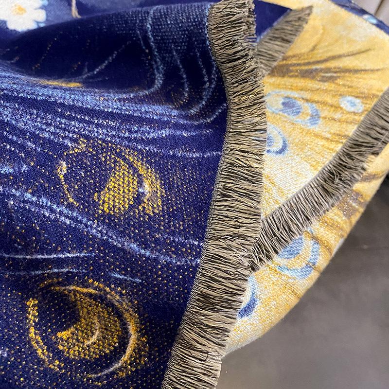 New Printed Double-sided Imitation Cashmere Thickened Scarf Women's Windproof and Cold-proof Dual-purpose Shawl Fashion