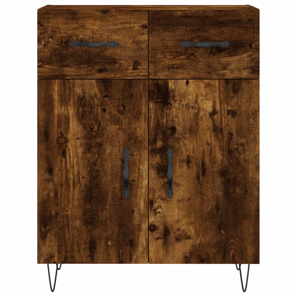 Vidaxl Witrynka Przydymiony Dąb 69,5X34X180 Cm Materiał Drewnopochodny