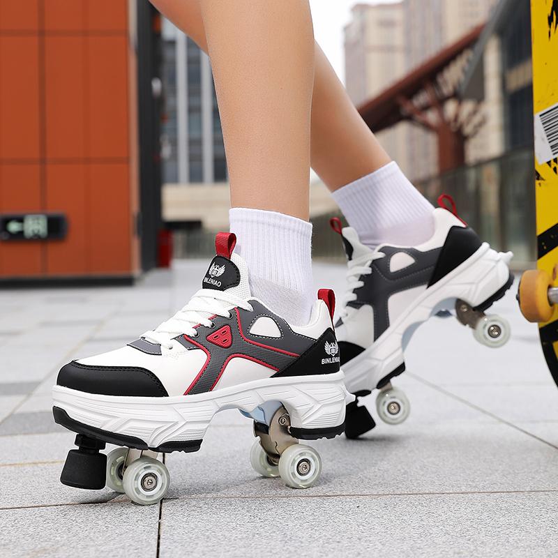 Scarpe Deformabili da Passeggio a Quattro Ruote per Bambini/Uomo Pattini a Rotelle da Uomo/Donna Pattini da Bambino Scarpe Sportive a Due Ruote per Ragazzi e Ragazze