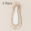 5 Pairs of Women's Spring Summer Thin Cotton Sole Lace Non Slip Boat Socks