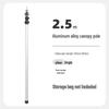 Yunming Lightweight Telescopic Aluminum Canopy Pole