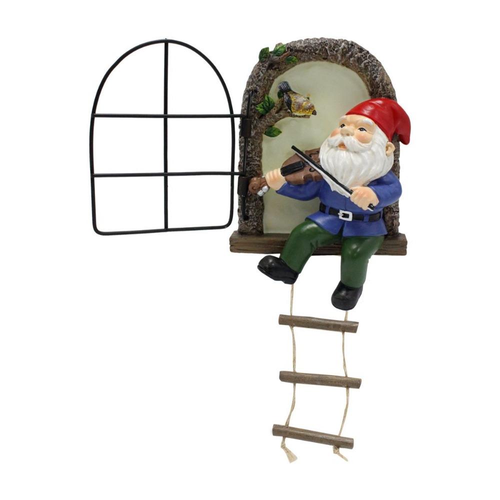 

Handmade Sitting Dwarf Hanging Fluorescent Tree Elf Statue Piano-playing Dwarf Pendant Yard Dwarf