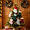 Xmas Tree Hanging Ornaments Christmas Tableware Holder, Knitted Stockings Spoon Knife Fork Mini Bag for Fireplace, Tree, Holiday Party Dinner