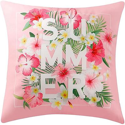 Flamingo Pillow Pillowcase 45 X45Cm Decorative Pink Pillowcase Leaves Cushion Cover Sofa Summer Holiday Home Decoration