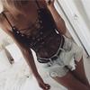 Women Sexy Lingerie Lace Backless Bodysuit V-Neck Bandage Jumpsuit Pajamas