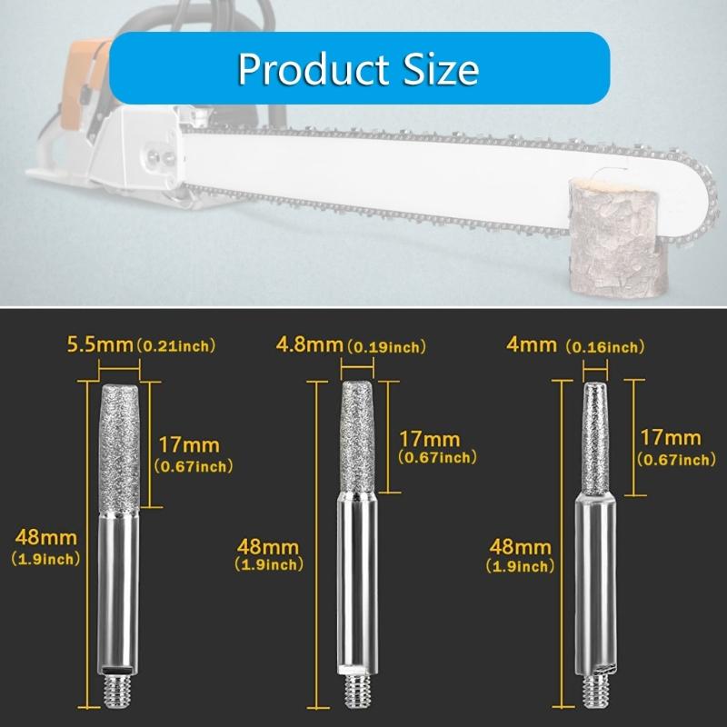 12 Pezzi 4mm/4.8mm/5.5mm Teste di Affilatura per Catena Per Affilatura di Precisione Con Dadi Comodi Per Garage Domestico e Officine di Riparazione
