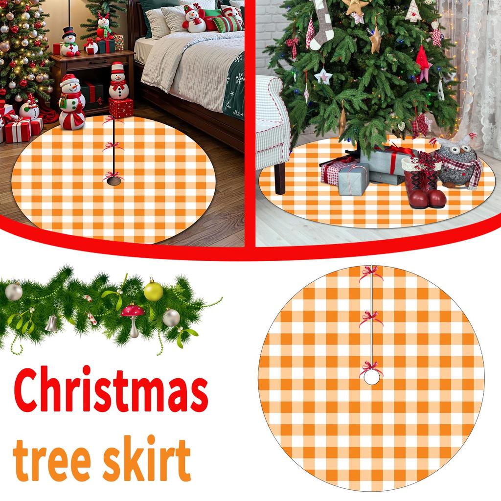Yellow Plaid Christmas Decoration Tree Skirt