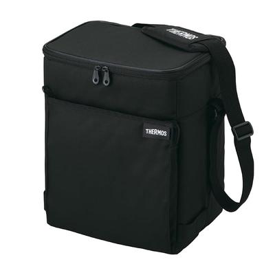 Thermos Soft Cooler 15L All Black Insulated Bag, 5-Layer Insulation, Foldable and Compact, Water-Repellent Fabric, Box Type, Large Capacity Model