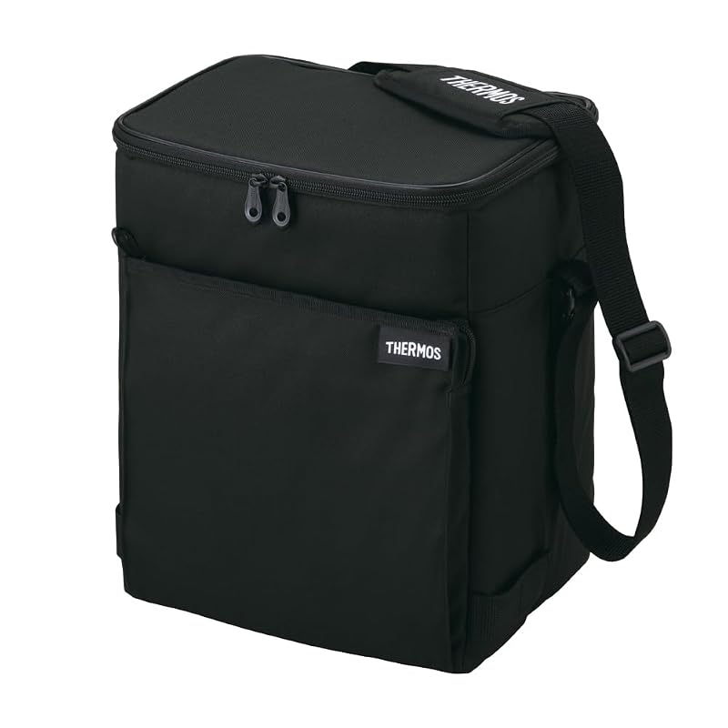 Thermos Soft Cooler 15L All Black Insulated Bag, 5-Layer Insulation, Foldable and Compact, Water-Repellent Fabric, Box Type, Large Capacity Model