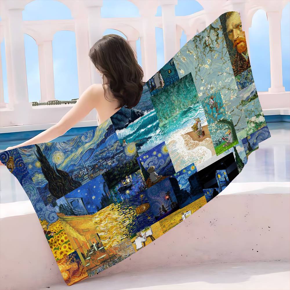 Art Category world famous painting Microfiber Blanket Quick Drying Beach Towels Oversized Printing Super Absorbent Pool Towel