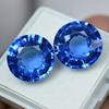 Natural Blue Tanzanite Loose Gemstone 18.10 Ct Round Cut Pair for Jewelry Making and Gem Collections