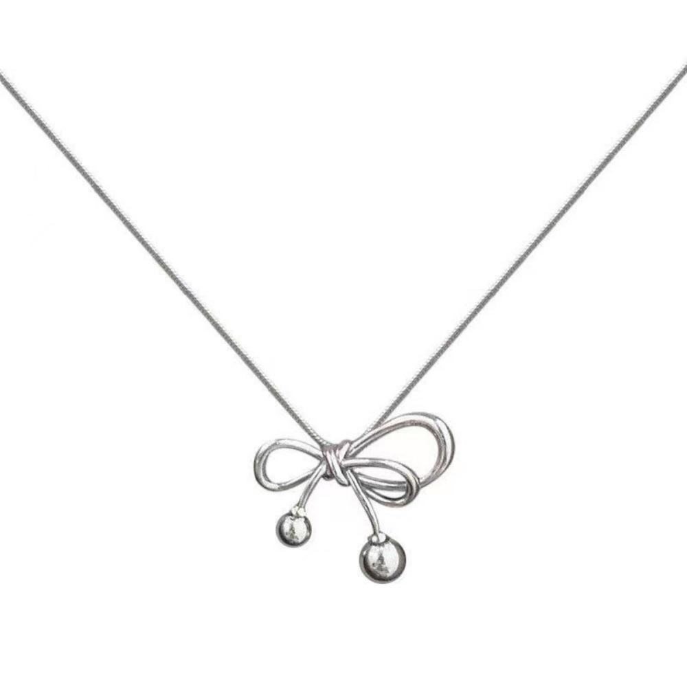 Korean Fashion Simple Bowknot Necklace for Women Chain Trend Jewelry Accessories Gifts