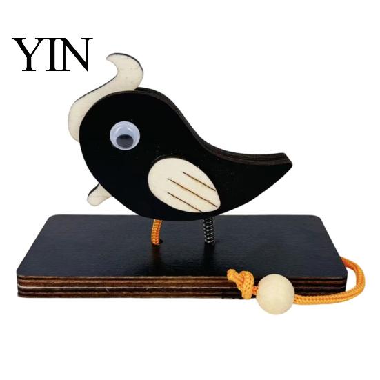 Rustic Entryway Decoration Wooden Woodpecker Door Knocker, Knocker with Pull Rope, Unique Housewarming Gifts Handmade Cute Doorbell for Shop