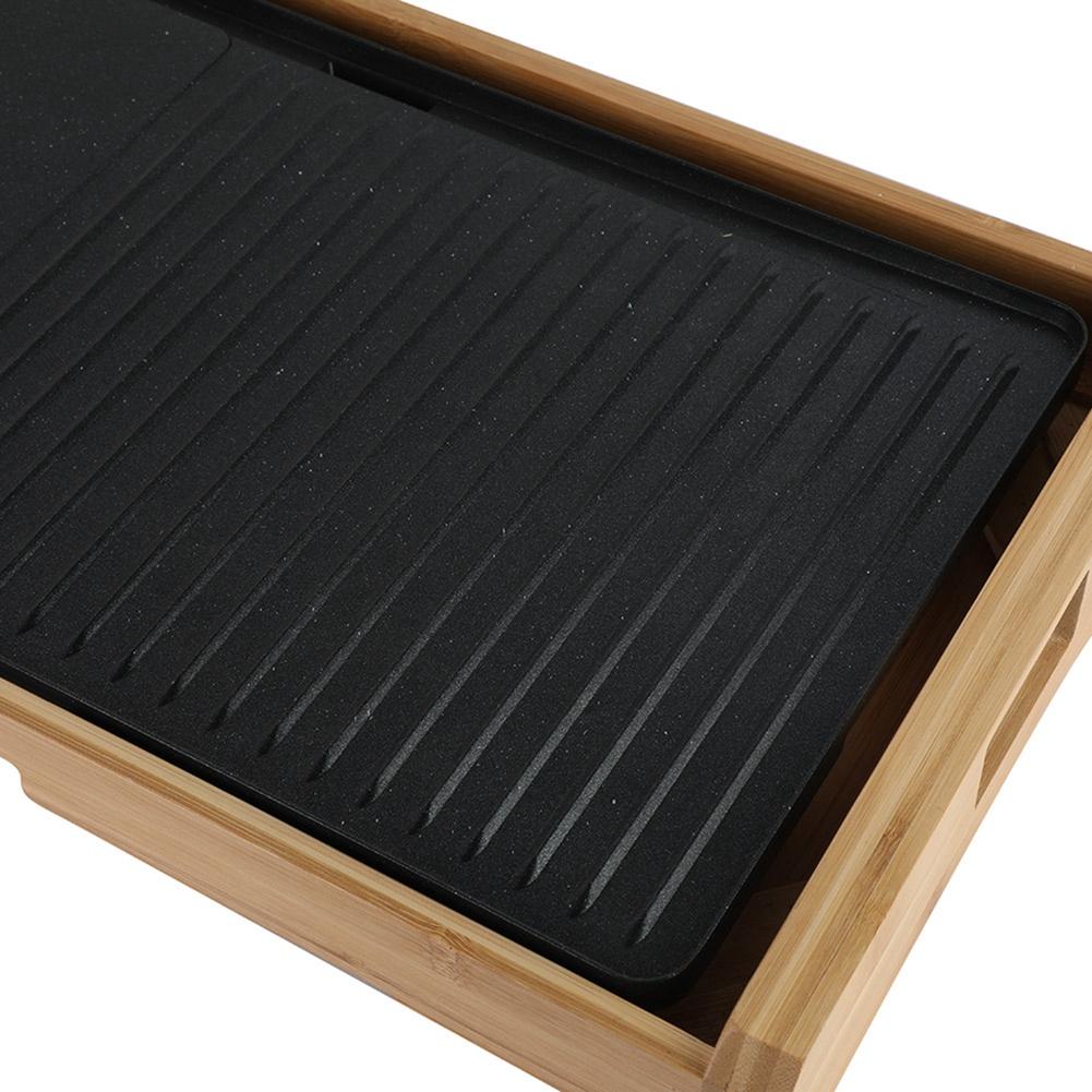 Bamboo Smokeless Non Stick Electric Baking Pan Indoor Baking Tray (UK Plug 220V)