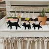 3Pcs Set Butterfly Decorative Cat Outdoor Statues Garden Fence Animal Garden Ornaments  for Lawn