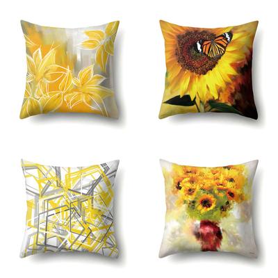 Polyester Pillowcase Printed Decoration Sunflower Spring and Autumn Home Pillowcase Car Cushion Cover Bedside Cushion Cover