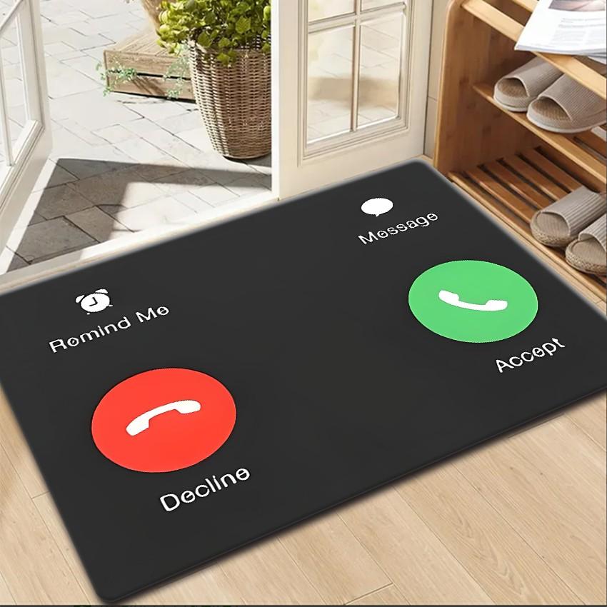 

1pc Phone Call Door Mat – Fun Accept/Decline Button Design, Tech-Inspired Entryway Mat for Home, Office, Kitchen 40x60cm16x24in