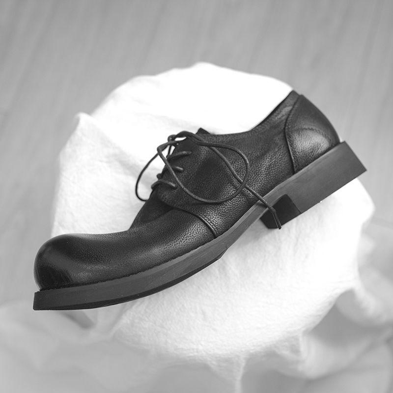 Fashion Retro Thick Bottom Big Toe Shoes Novelty Design Casual Shoes for Men Fashion Luxury Designer Style Lace-Up Leather Shoes