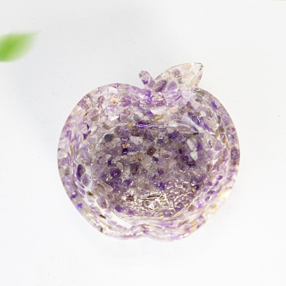 Water Crystal Resin Apple Shape Storage Tray With Elegant Plant Design For Office And Home Decor