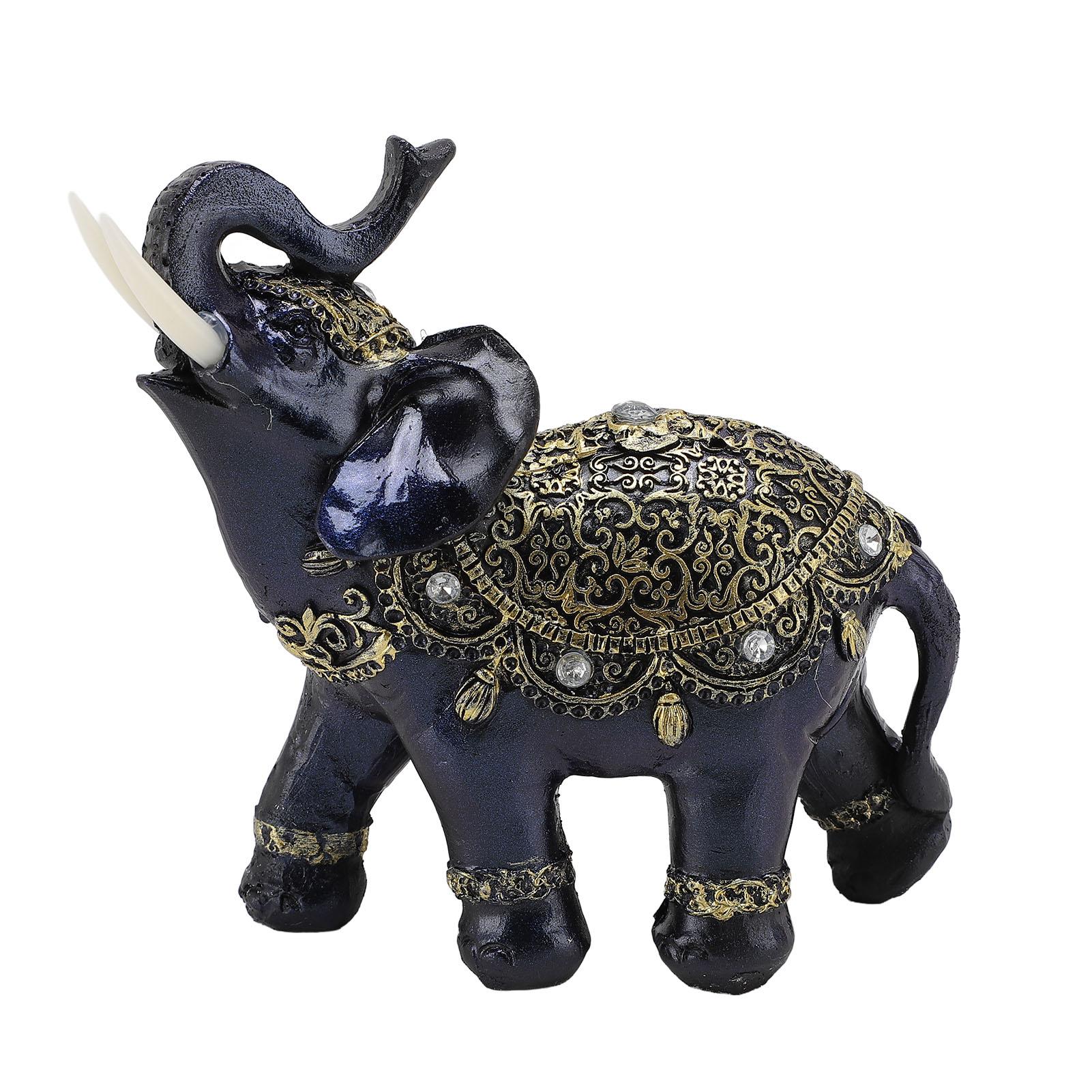 

Elephant Figurine Resin Feng Shui Wealth Lucky Elephant Statue Decorative Ornament for Home L