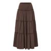 Women's Fashion  Pleated Floral Print Elastic Waist  Loose Splicing A Line Pocket Skirt