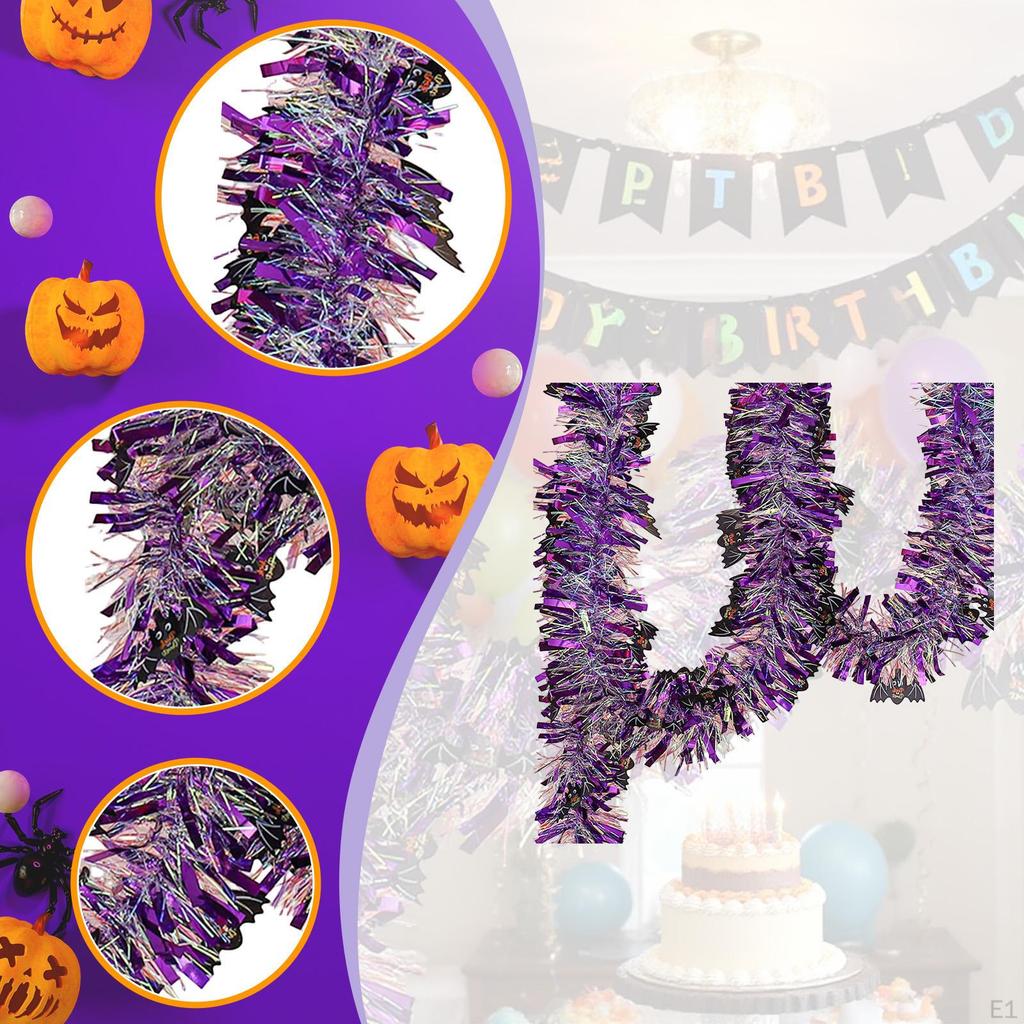 Tinsel Garland Ornament,Metallic Twist Indoor Outdoor 1.8M Halloween Decoration