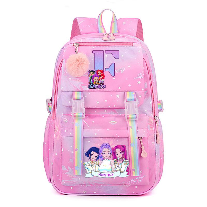 Anime Cartoon Letter Print Small Fresh Rainbow Backpack Korean Version Trend Student Large Capacity Schoolbag