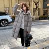 2025 winter Korean version of European and American style loose hooded long knee cotton clothes women's thickened bread clothes simple long coat