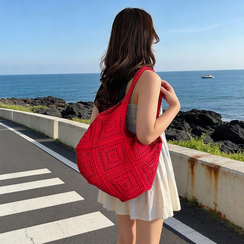 Fabric Hollow Out Large Capacity Shoulder Bags Contrast Color Women's Bags Commuting Versatile Crossbody Bags