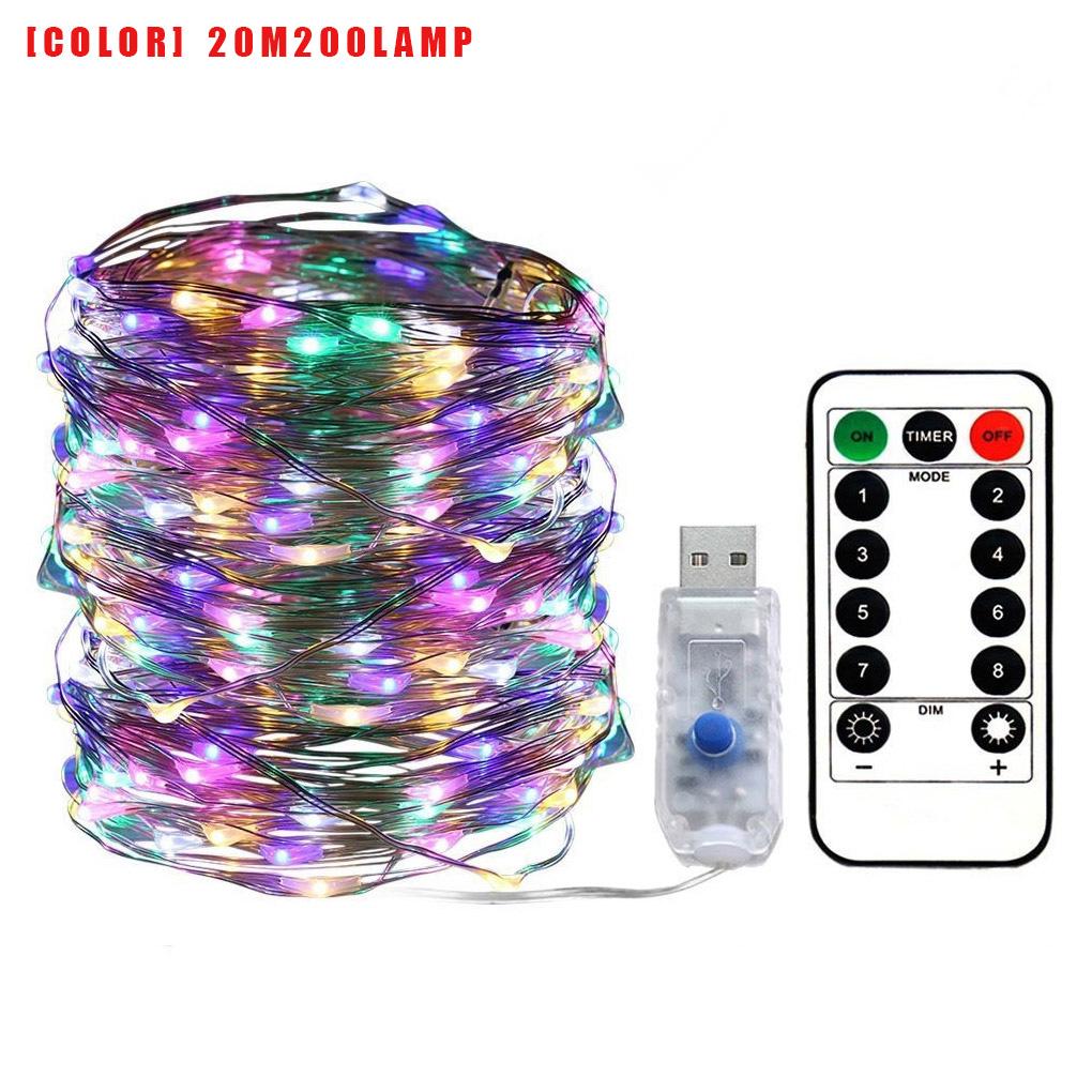 

USB Светодиодная Лампа Гирлянда для Дома Офиса Сада Водонепроницаемая Пульт ДУ Таймер 5м 50 светодиодов Синий 20m